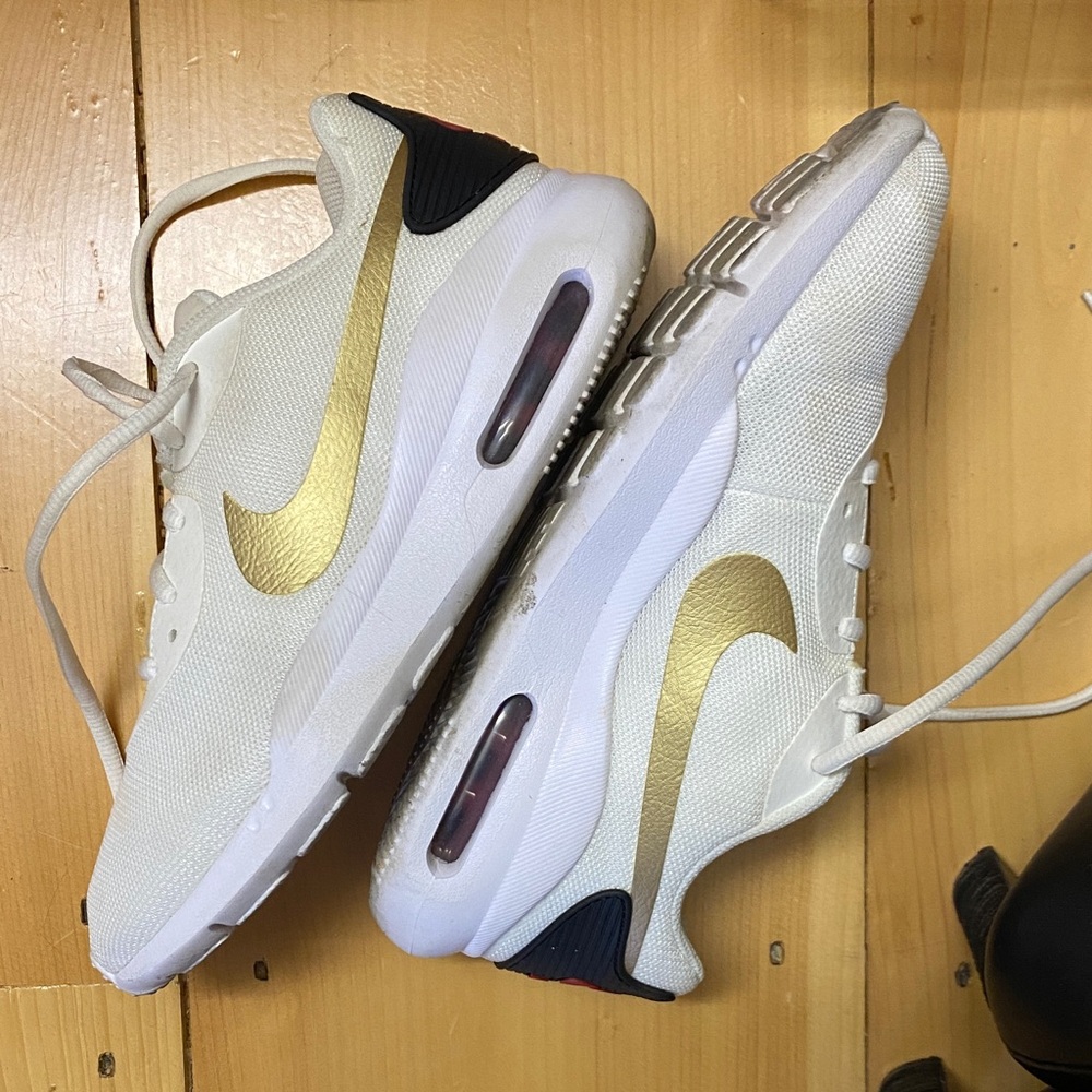 Nike White and Gold Air Sneakers